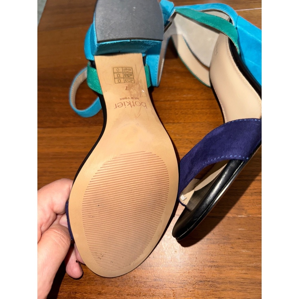 Bottekier‎ Women's Dress Sandals Heels Block Heel Ankle Strap Turquoise Blue - Picture 4 of 5